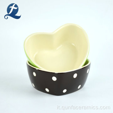 Forma del cuore resistente al calore Colore glazed Ceramic Ramekin